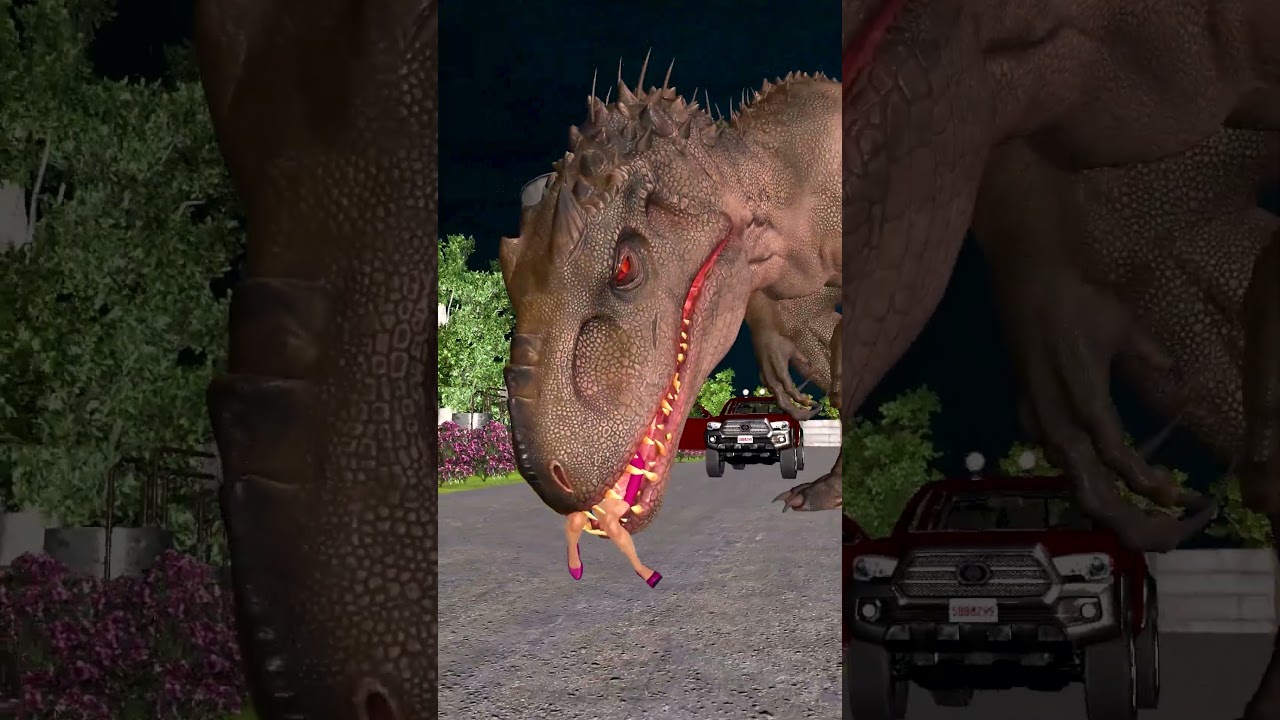 Dinosaurs Attack Policeman's Car | Dinosaur Chase Lady #dinosaur