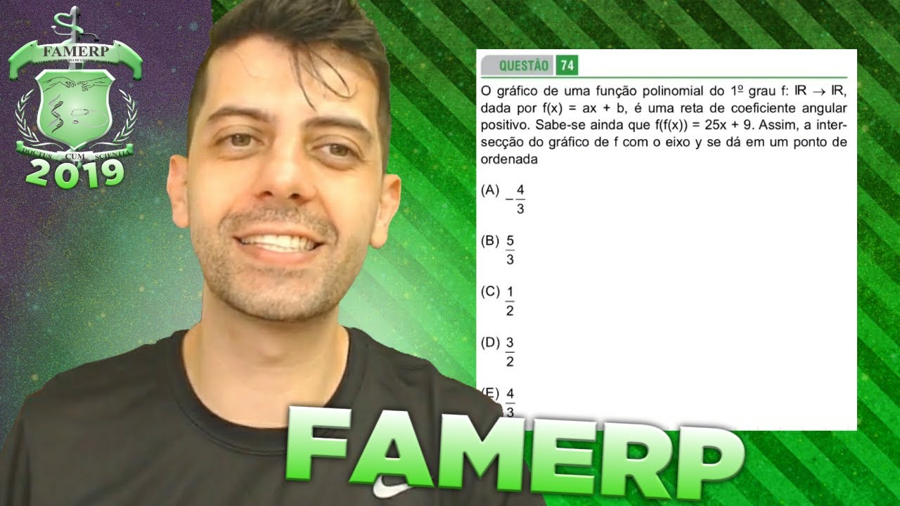 FAMERP 2019 - Q74 Mat - O gráfico de uma função polinomial do 1o grau