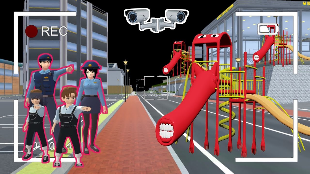 PANIK! Yuta Mio Polisi CCTV Merekam MONSTER EXTRA SLIDE di Kota Sakura |SAKURA SCHOOL SIMULATOR