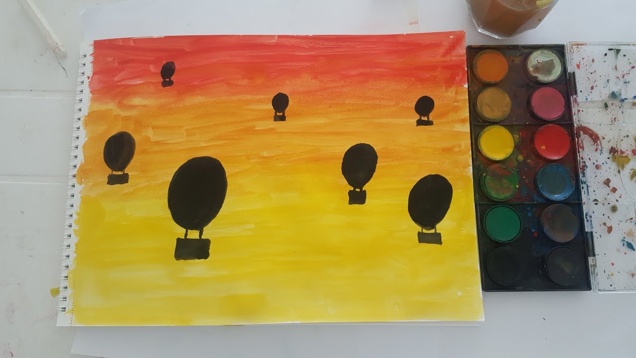 KOLAY SULUBOYA MANZARA RESMİ ( ilkokul görsel sanatlar) easy  watercolor landscape painting