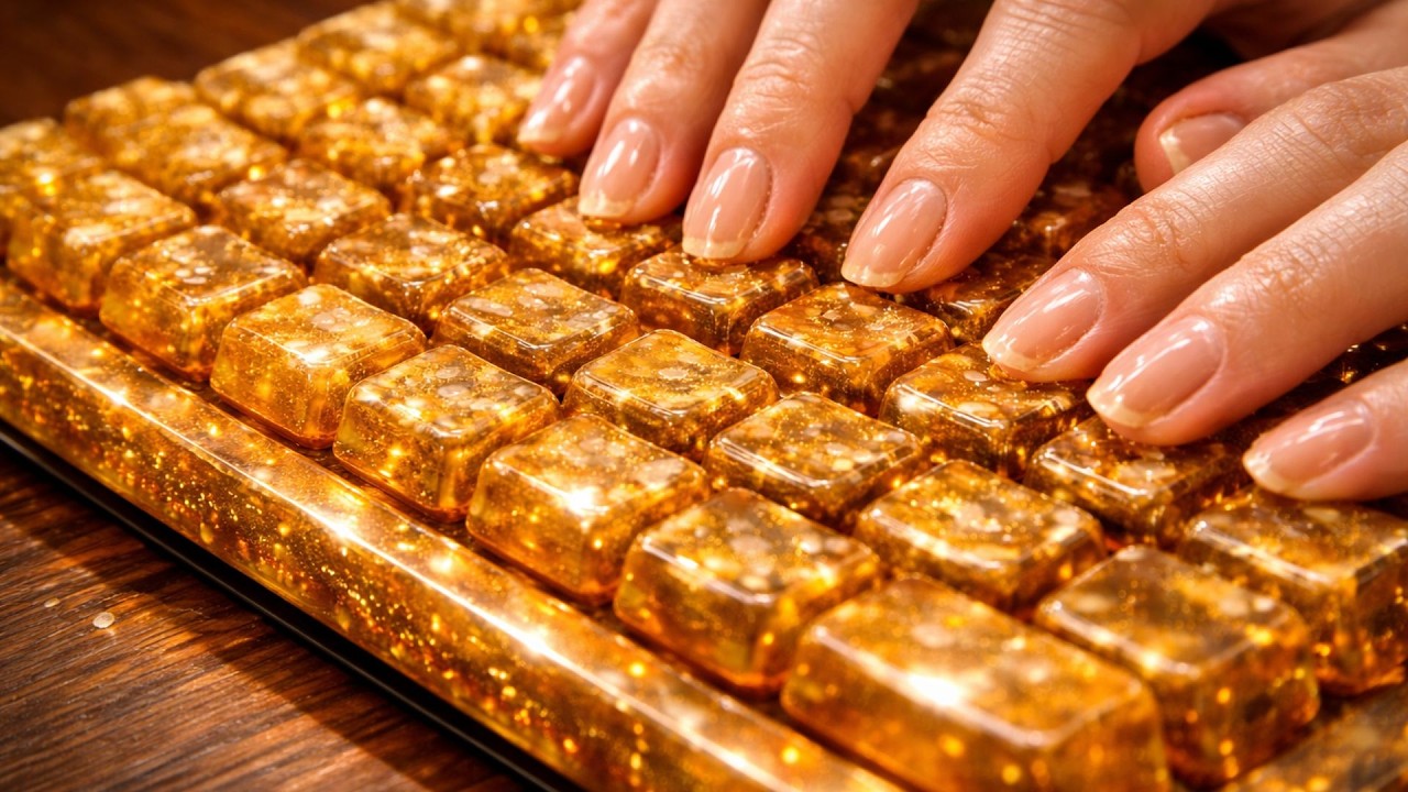 🍯10 Minutes ASMR Typing on Honey Gold Keyboard⌨️Satisfying Sticky Luxury Keyboard Sound | No Talking