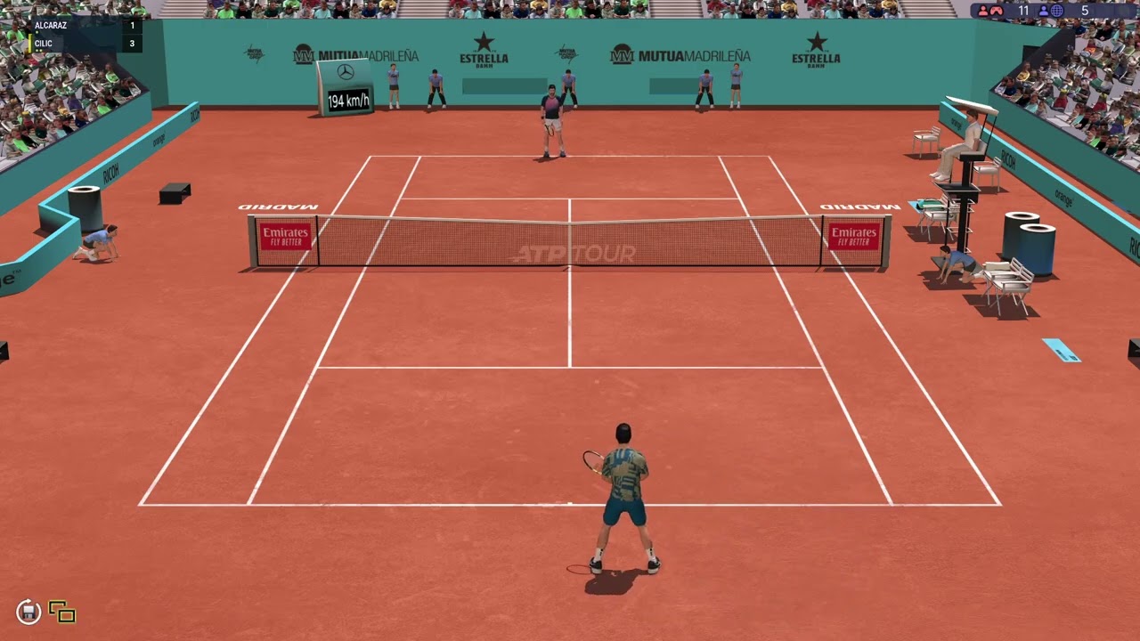 Alcaraz vs Cilic Full Ace Tennis Career Mode | ATP1000 Madrid R32 | Full Match