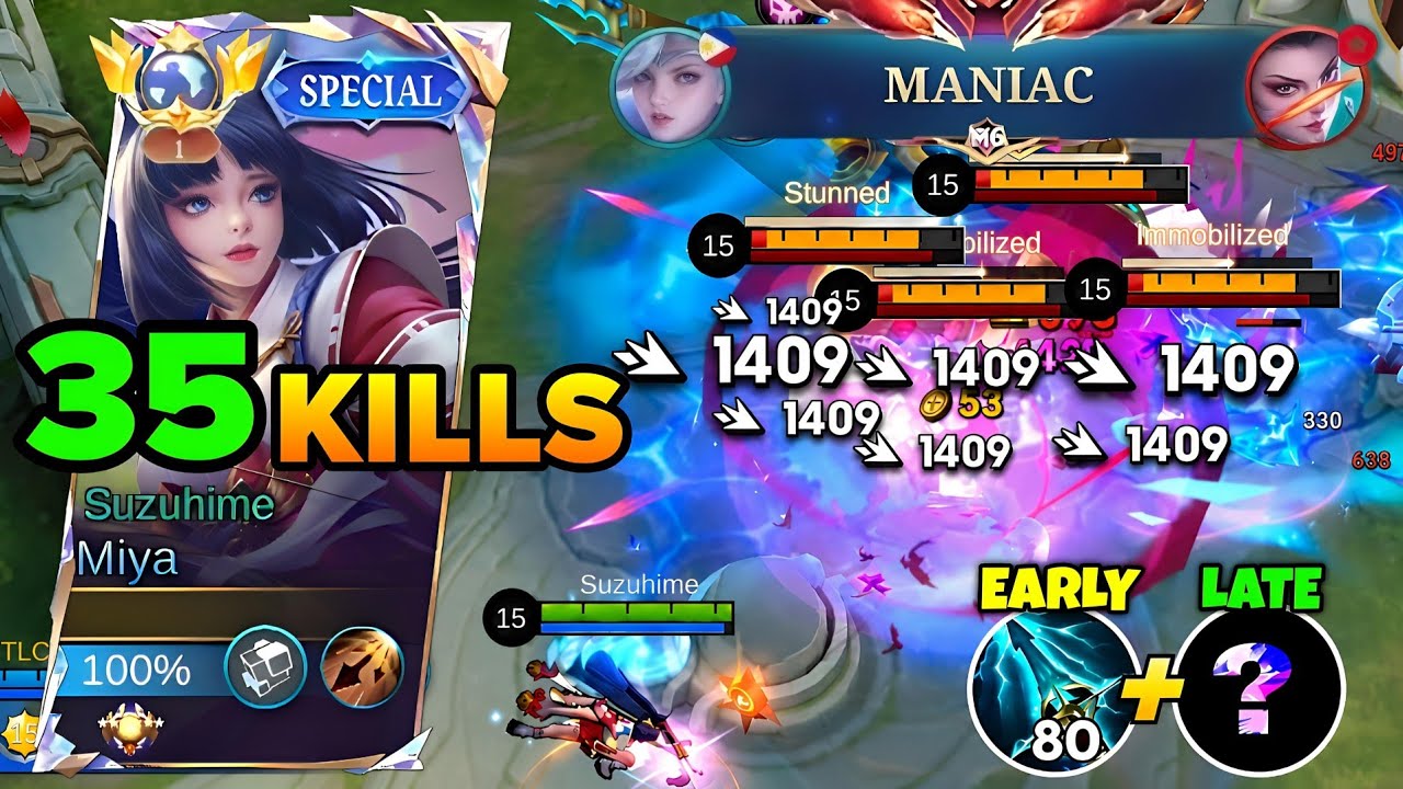 35 KILLS!!! GLOBAL 1 MIYA TRICK FOR SOLO RANK AUTO WINSTREAK!🔥 (Best Build and Emblem 2026) - MLBB