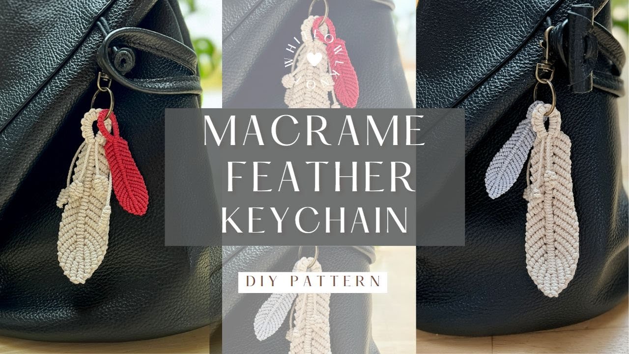 DIY Macrame Feather Keychain / Pendant for Bag / How to make Macrame Feather Step-by-Step Tutorial