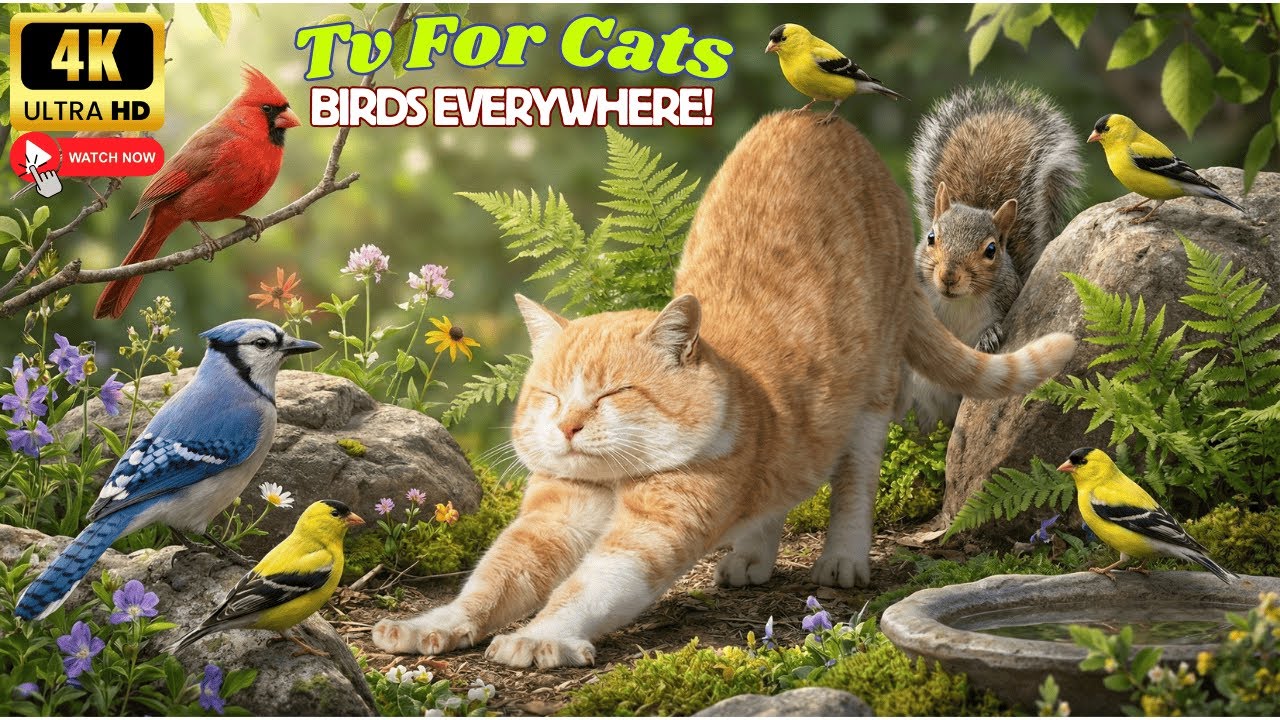 Cat TV for Cats to Watch 🐦 Real Garden Birds in a Calm Nature World | 4K UHD