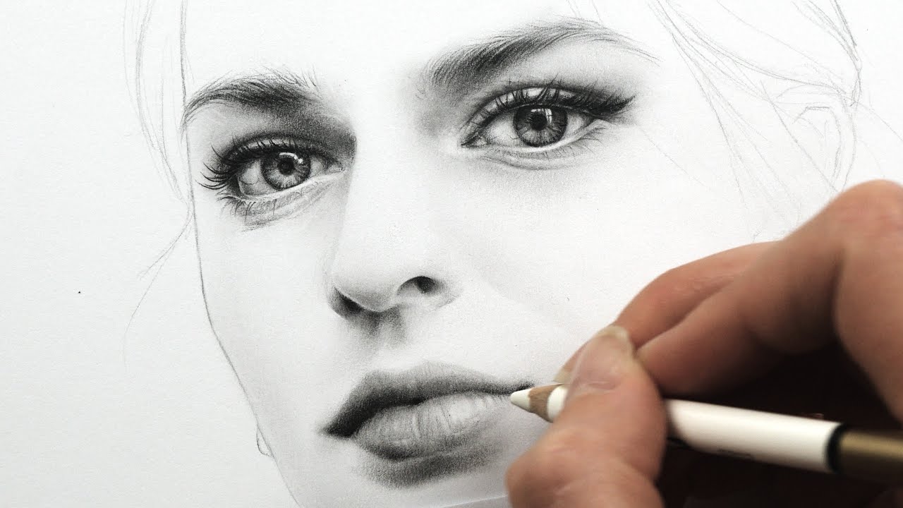Drawing and Shading a Female Face with Pencils - 