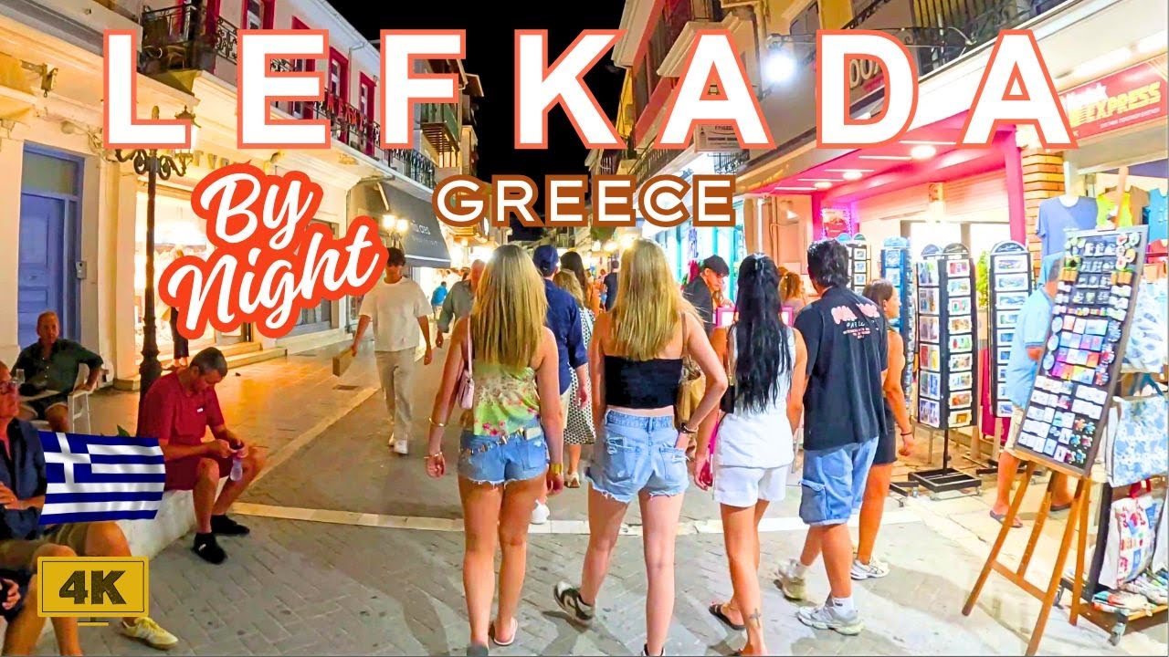 Lefkada, Greece: A Walking Tour By Night In 4K