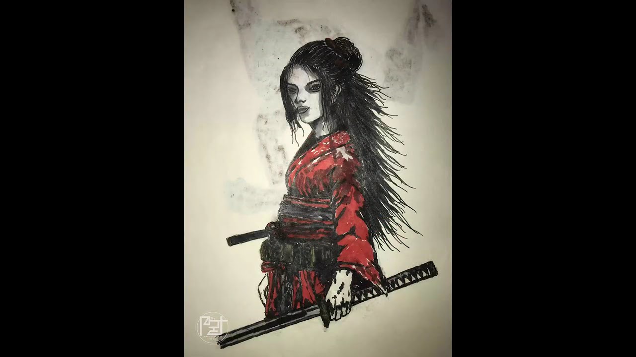 Brush Painting - Female Samurai (Timelapse)