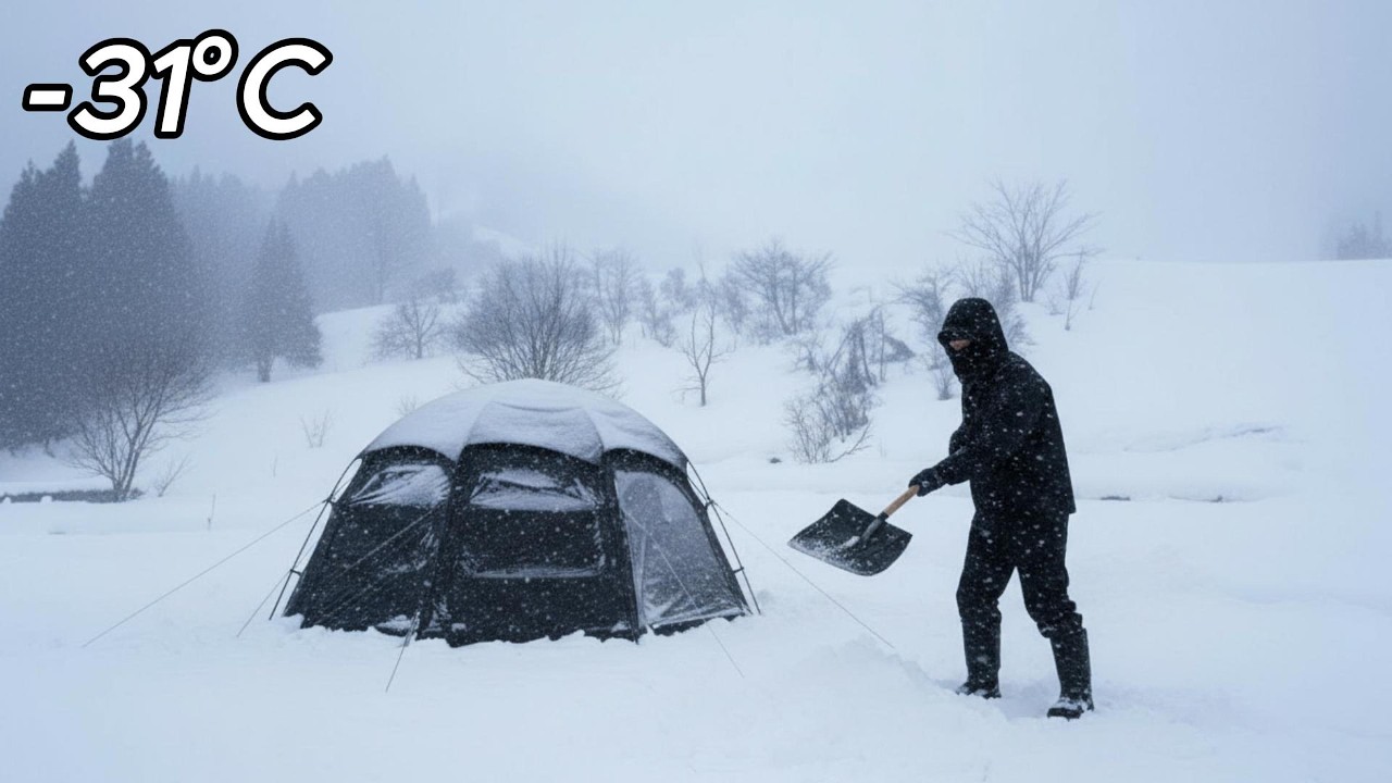 Surviving 2 Days in a Massive Snowstorm at -31°C Inside a Hot Tent With Luxury Meals