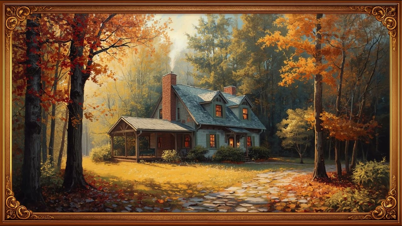TV Wall Art 4K | Cozy Autumn Cottage Scene | 2 Hour 4K Wall Art