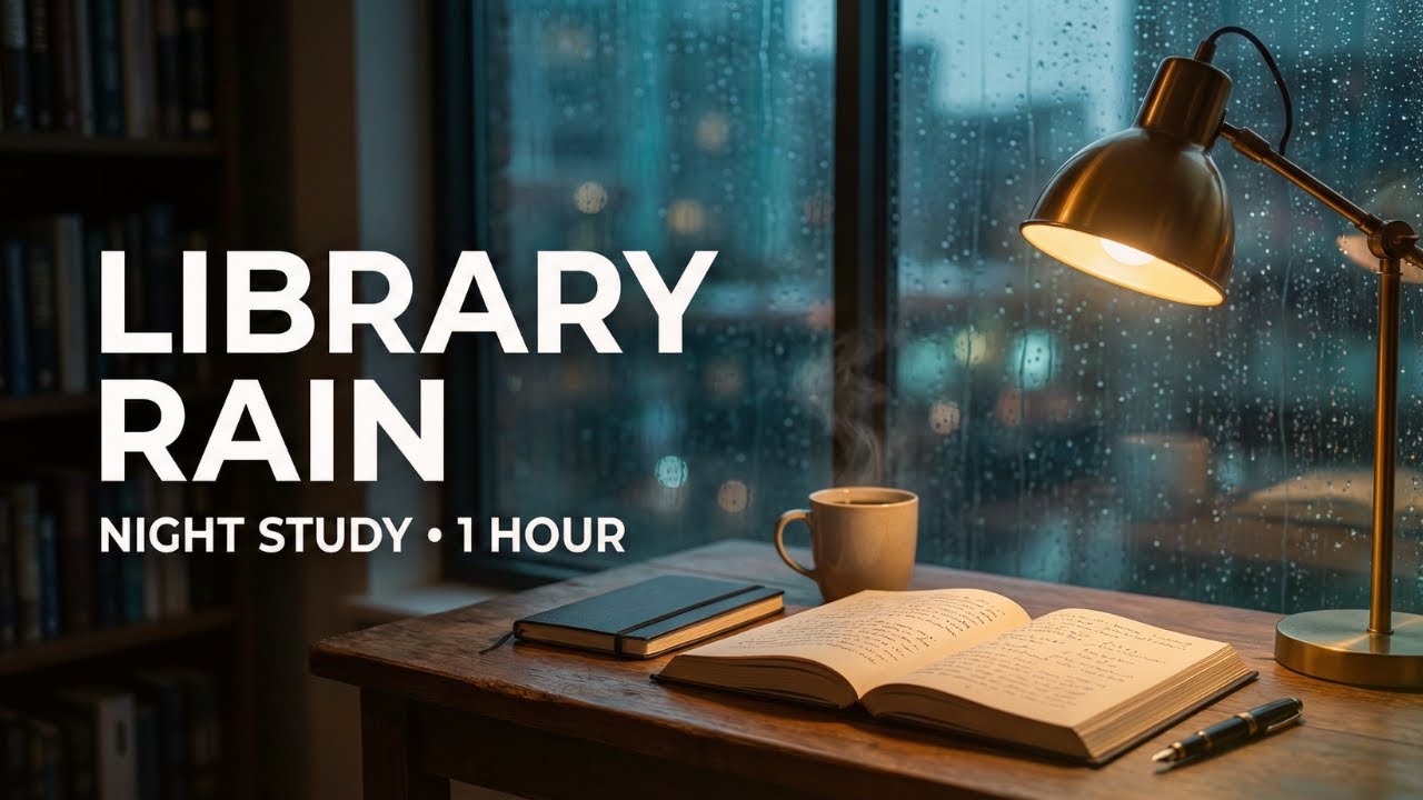 Library Rain 🌧️ Night Study 1 Hour Lofi for