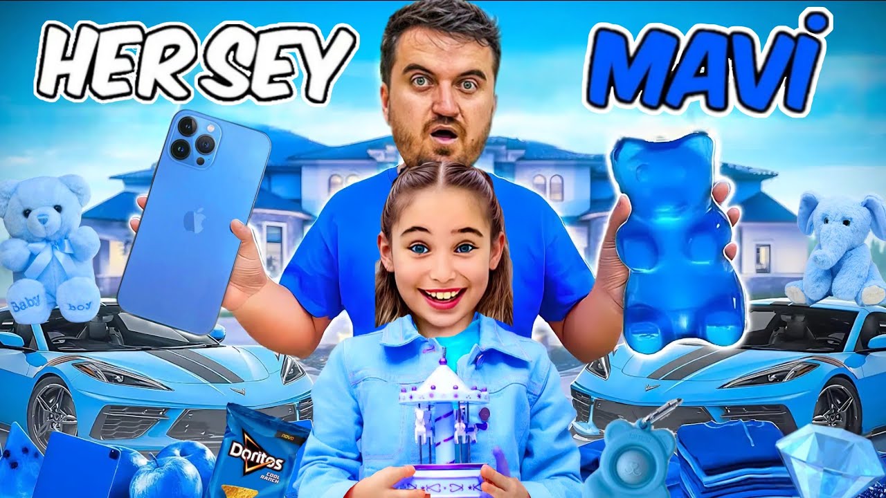 ELİF SİNEM TÜM GÜN TEK RENK MAVİ CHALLENGE !! HERŞEY MAVİ RENK OLACAK !!