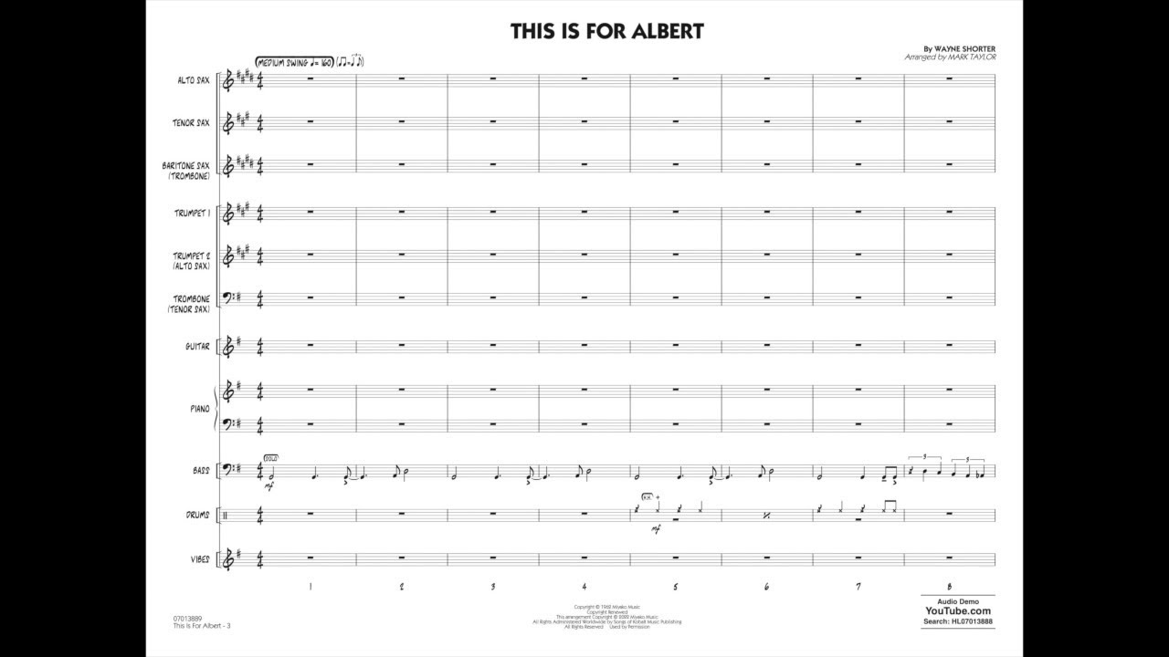 This Is For Albert by Wayne Shorter/arr. Mark Taylor