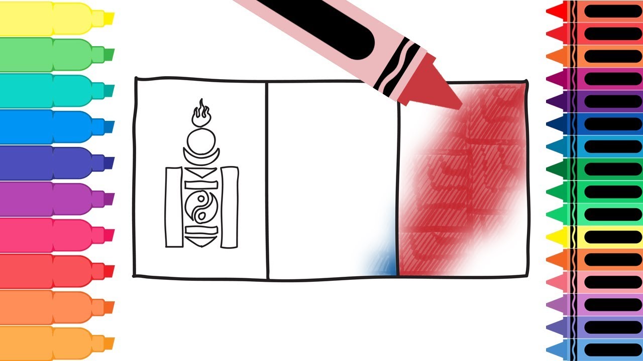 How to Draw Mongolia Flag - Drawing the Mongolian Flag - Coloring Pages for Kids | Tanimated Toys