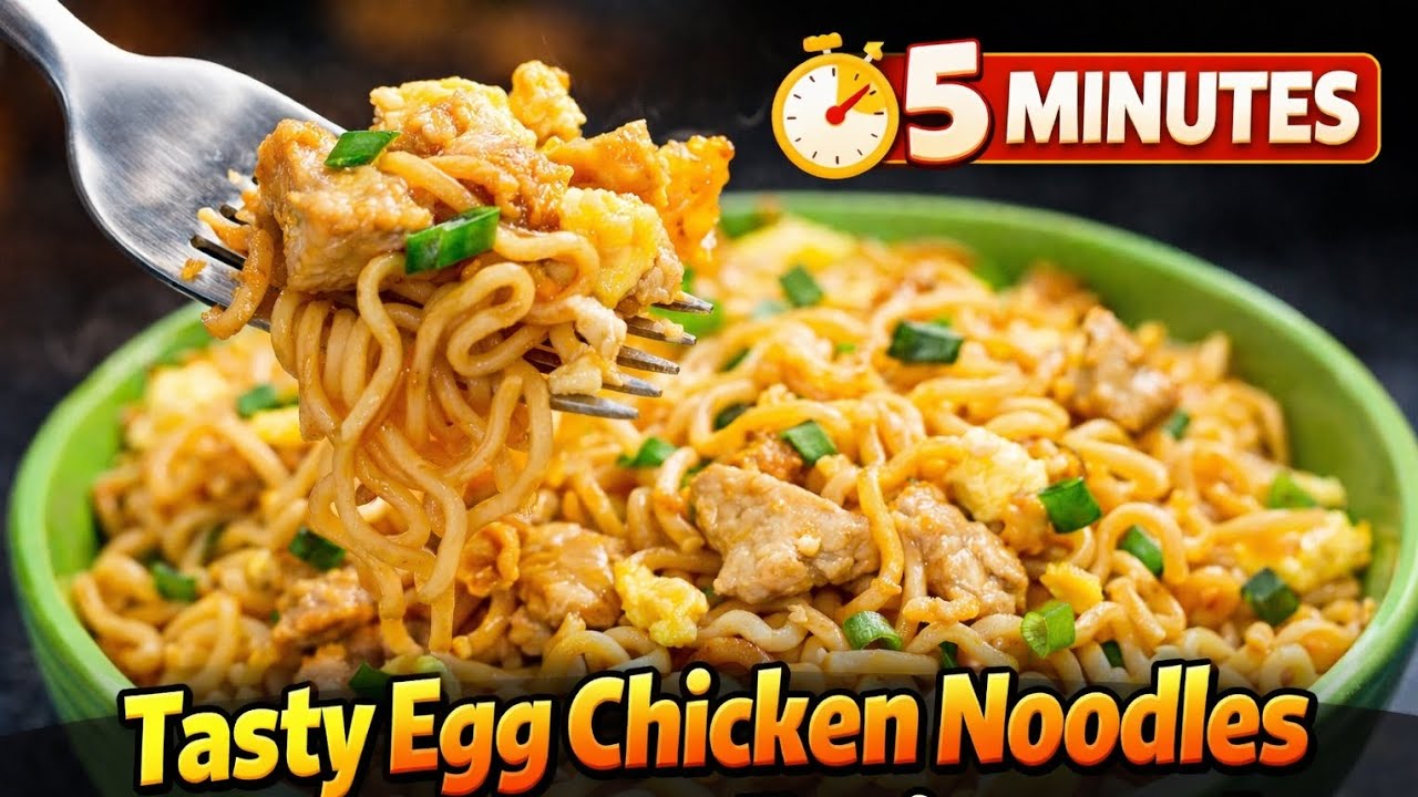 Tasty Egg Chicken noodles Made within 5 Minutes 🍝🍗🤤|| Try this recipe at home ||