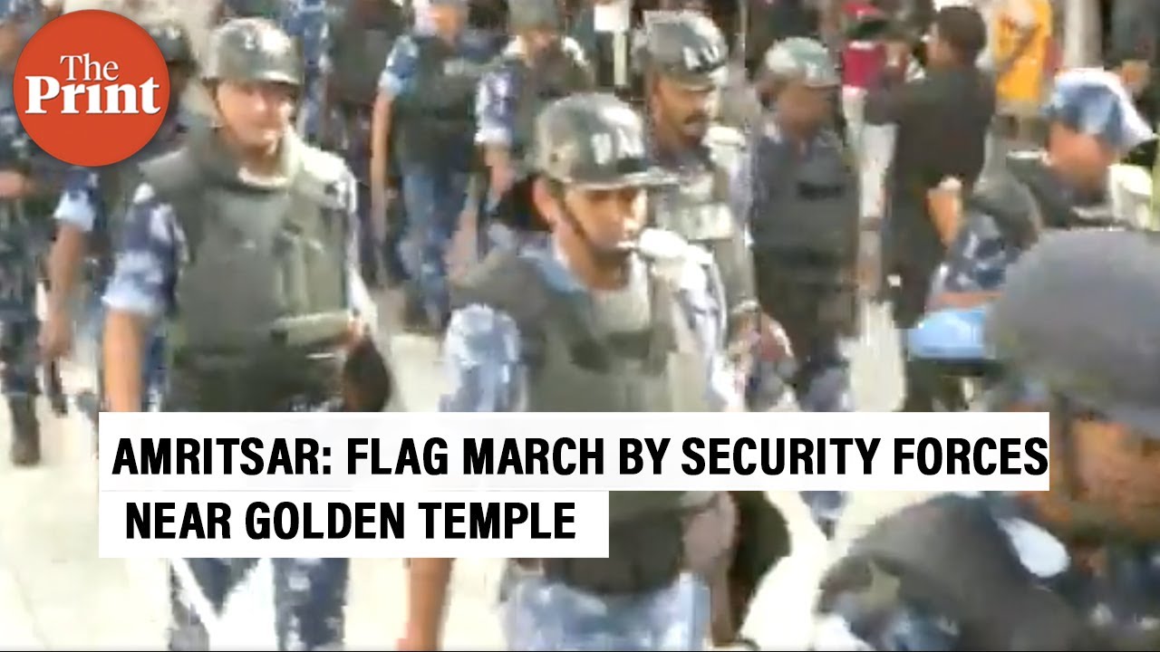 Flag march by security forces after an explosion near Golden Temple in Amritsar, Punjab
