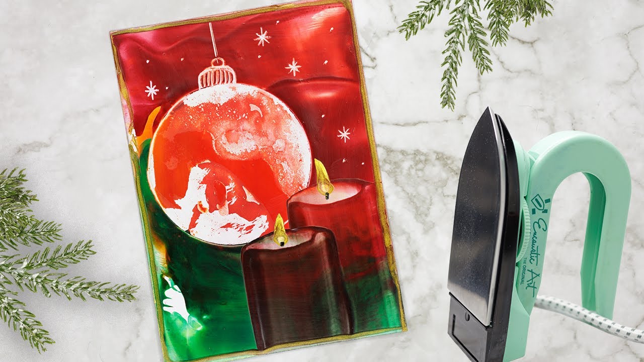 Encaustic - Adventsstimmung - Weihnachtskugel mit Kerzen