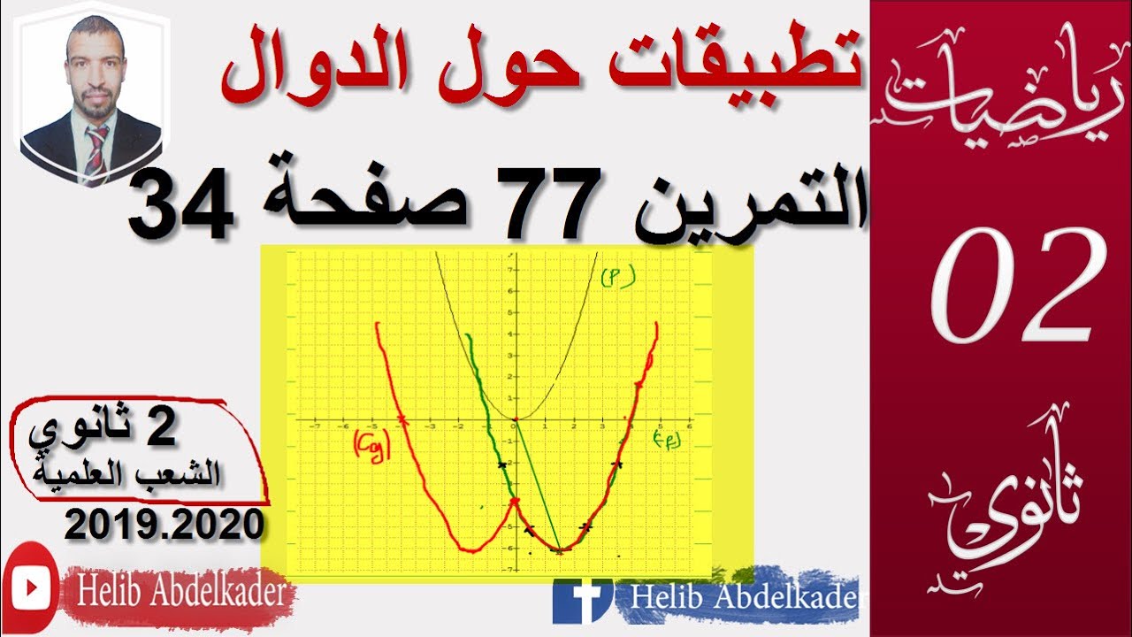 تمرين 77 صفحة 34 (تطبيقات حول الدوال ) ( ثانية ثانوي . الشعب العلمية و التقنية .)