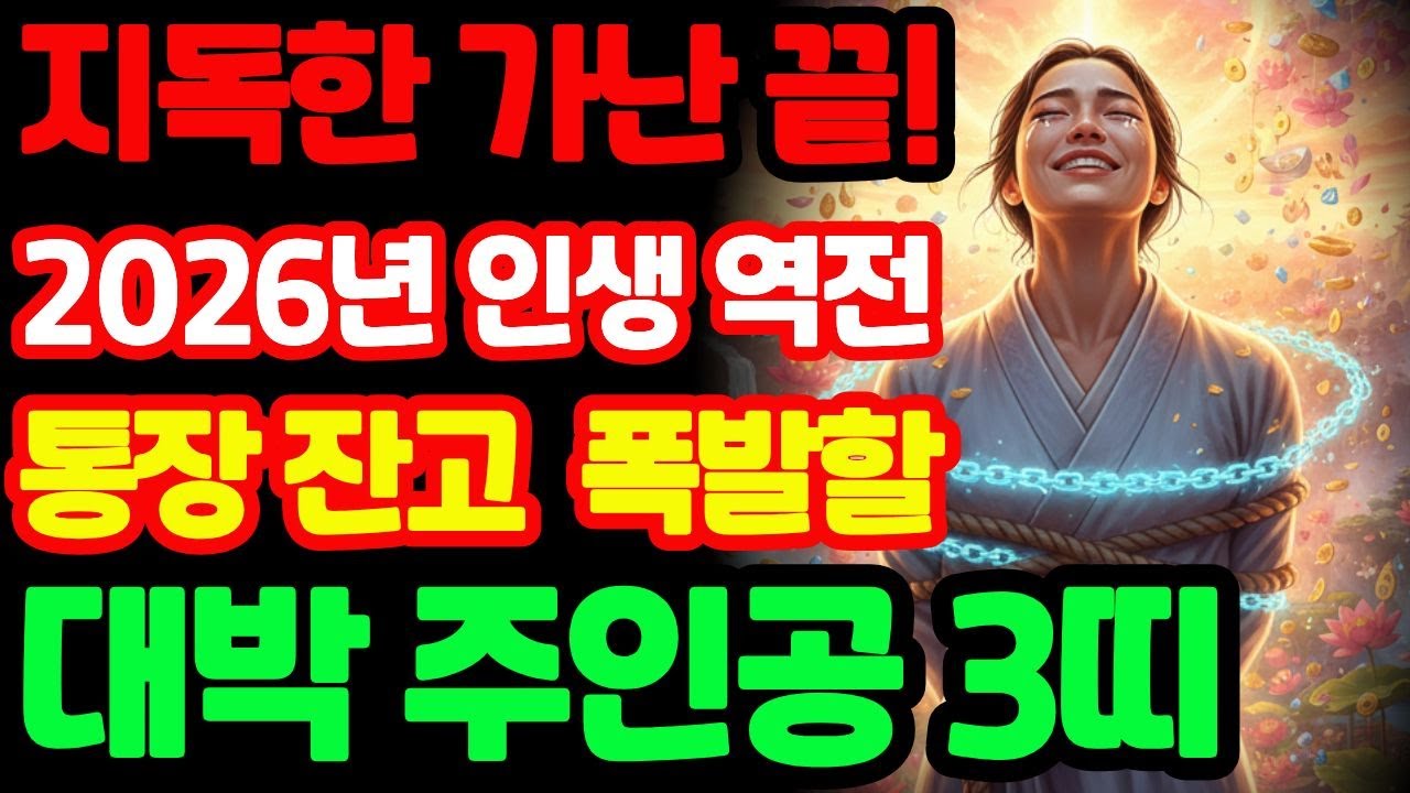 지독한 가난은 끝났습니다. 병오년 인생 역전의 주인공은 누구? 2026년 대박띠 TOP3! 주목하세요