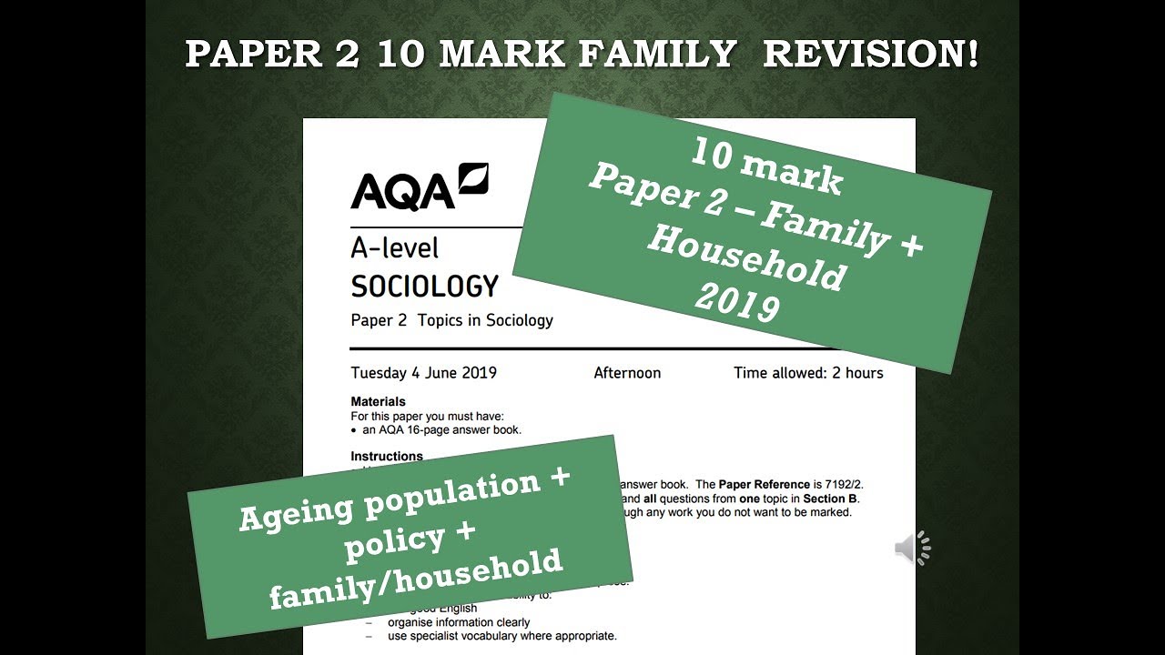 A* Sociology: Answering a 10 mark Family (Ageing population + Policy + family)