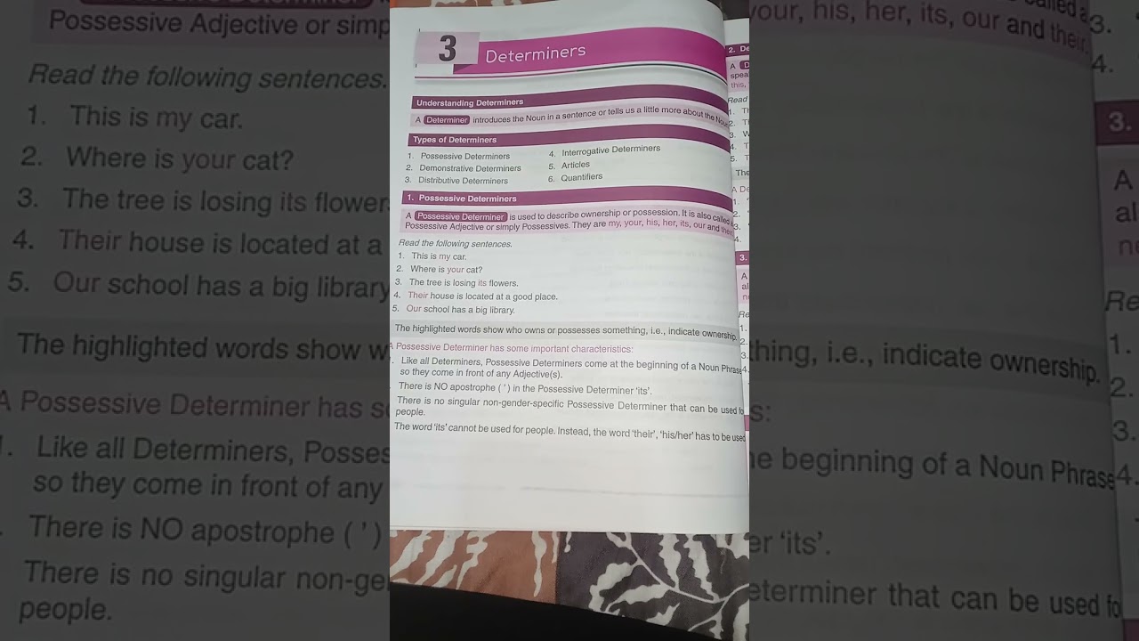 Chapter 3 determiners and kind of determiners with explanation and example for class 8