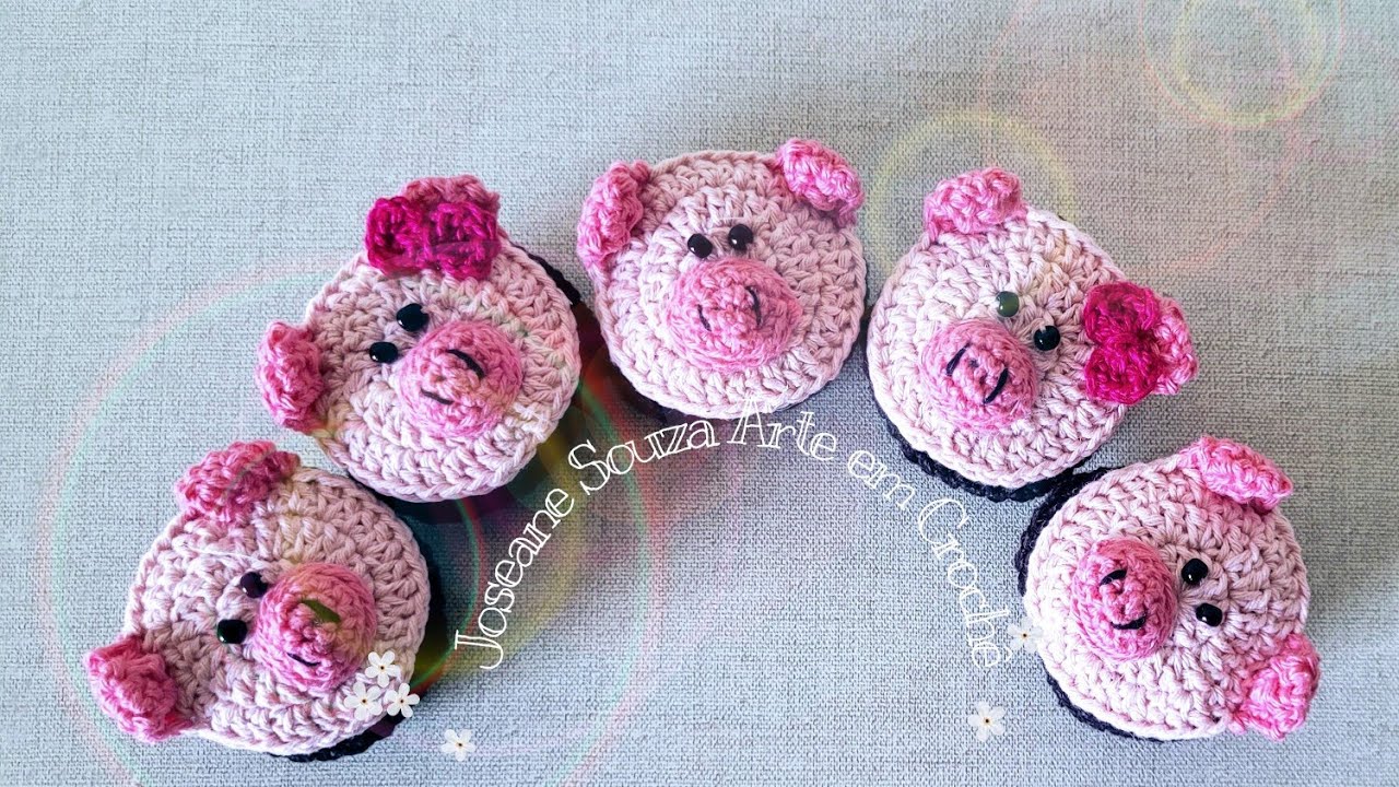 Capinha para Botão de Fogão Crochê Porquinho 🐷@joseanesouzaarteemcroche