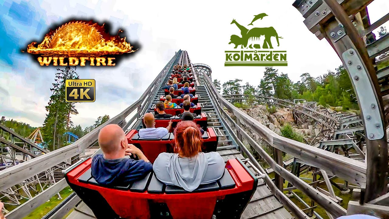 Wildfire Roller Coaster On Ride Back Seat 4K POV Kolmården Wildlife Park Sweden 2023 08 12