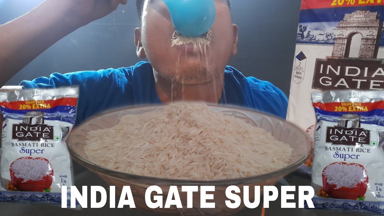 Asmr raw rice eating sounds||review beras basmati merk india gate super||makan beras mentah||rawrice