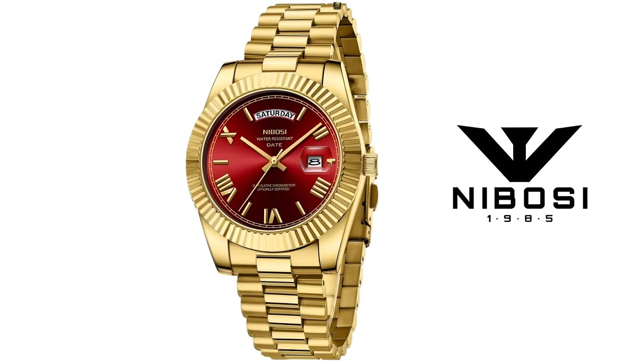 Nibosi Gold Presidential Watch Unboxing & Reviewing  | Red Dial & Link Tool Fitting Explained!