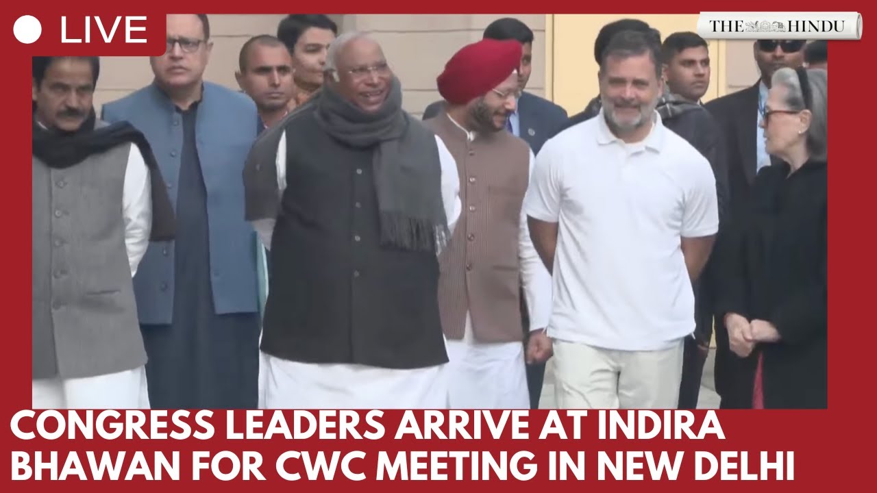 Congress leaders arrive at Indira Bhawan for CWC meeting in New Delhi