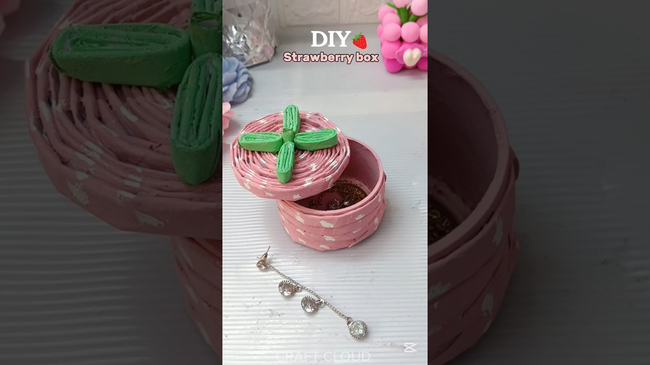 Шкатулка для украшений своими руками 🍓органайзер из бумажной коробки для клубники💗#diy