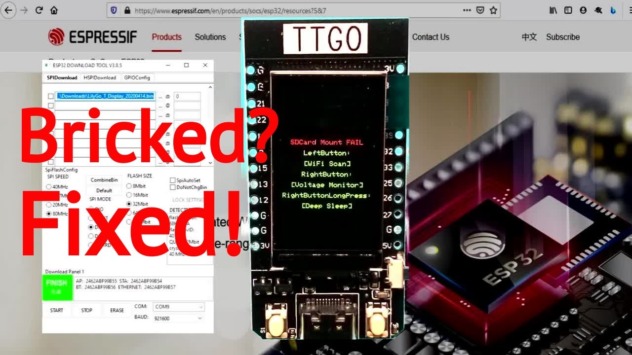 Исправление проблем с дисплеем TTGO T-Display с помощью новой прошивки и заводского тестового эскиза