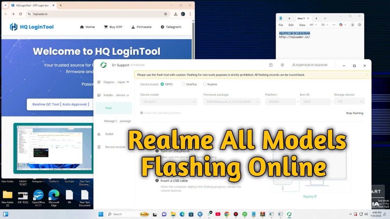 Realme All Model Flashing Online HQ Login Tool