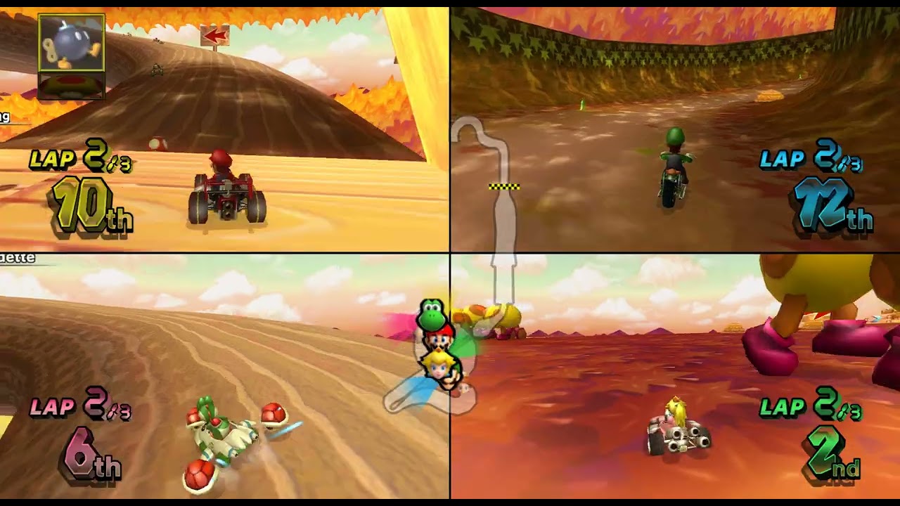 Mario Kart Wii - 4 Players 150cc Star Cup Grand Prix (Mario, Luigi, Yoshi, Peach Gameplay) [HD]