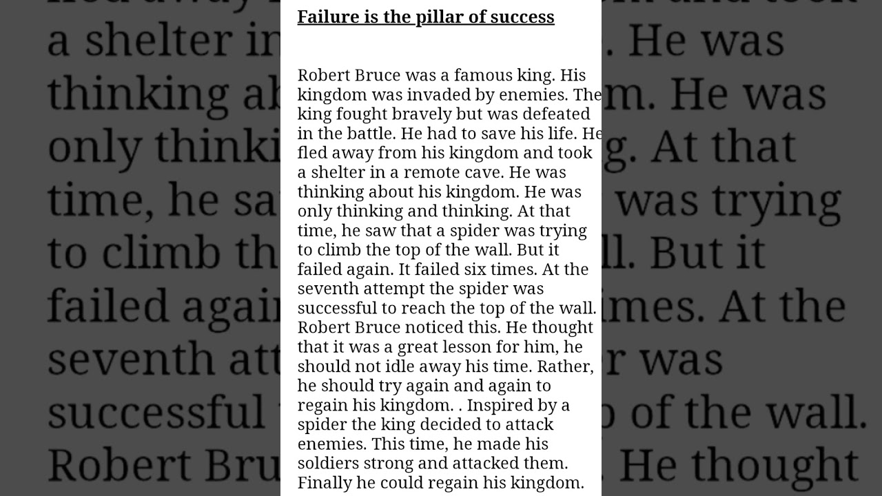 Story writing: Failure is the pillar of success.