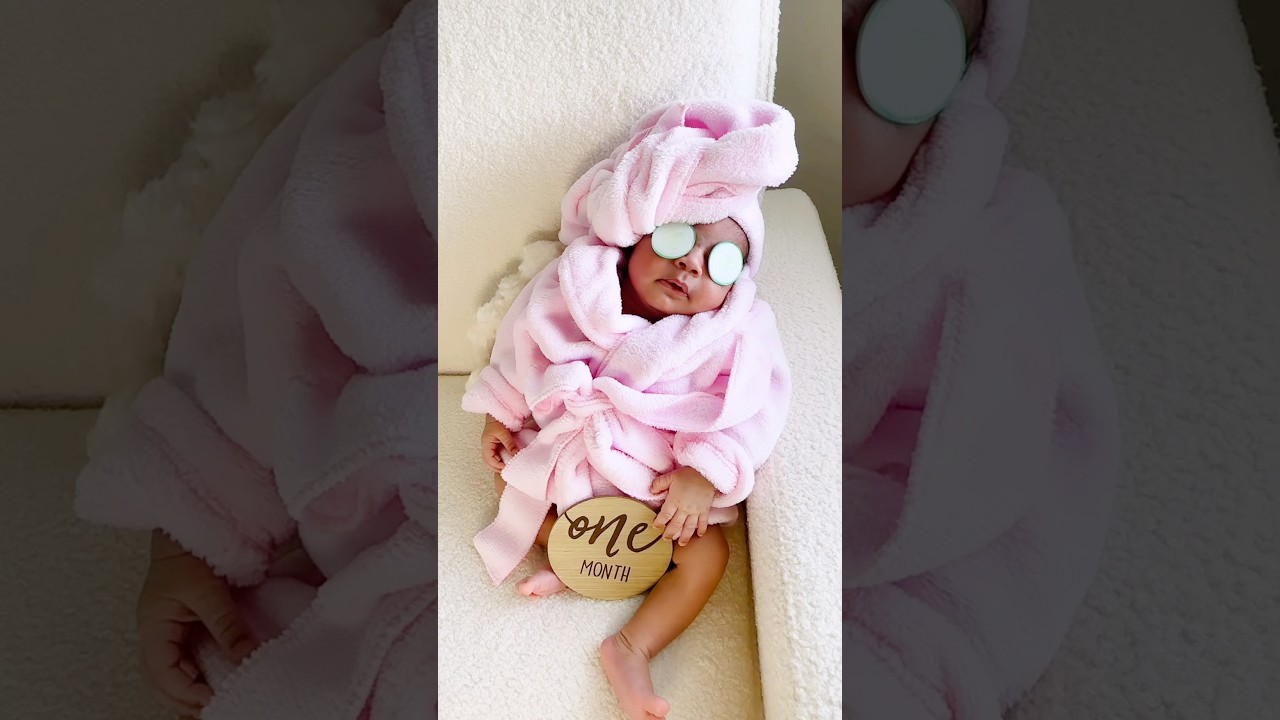 Моей принцессе уже месяц! 😭🩷 #одинмесяц #моймалыш #детскаяфотосессия #милота