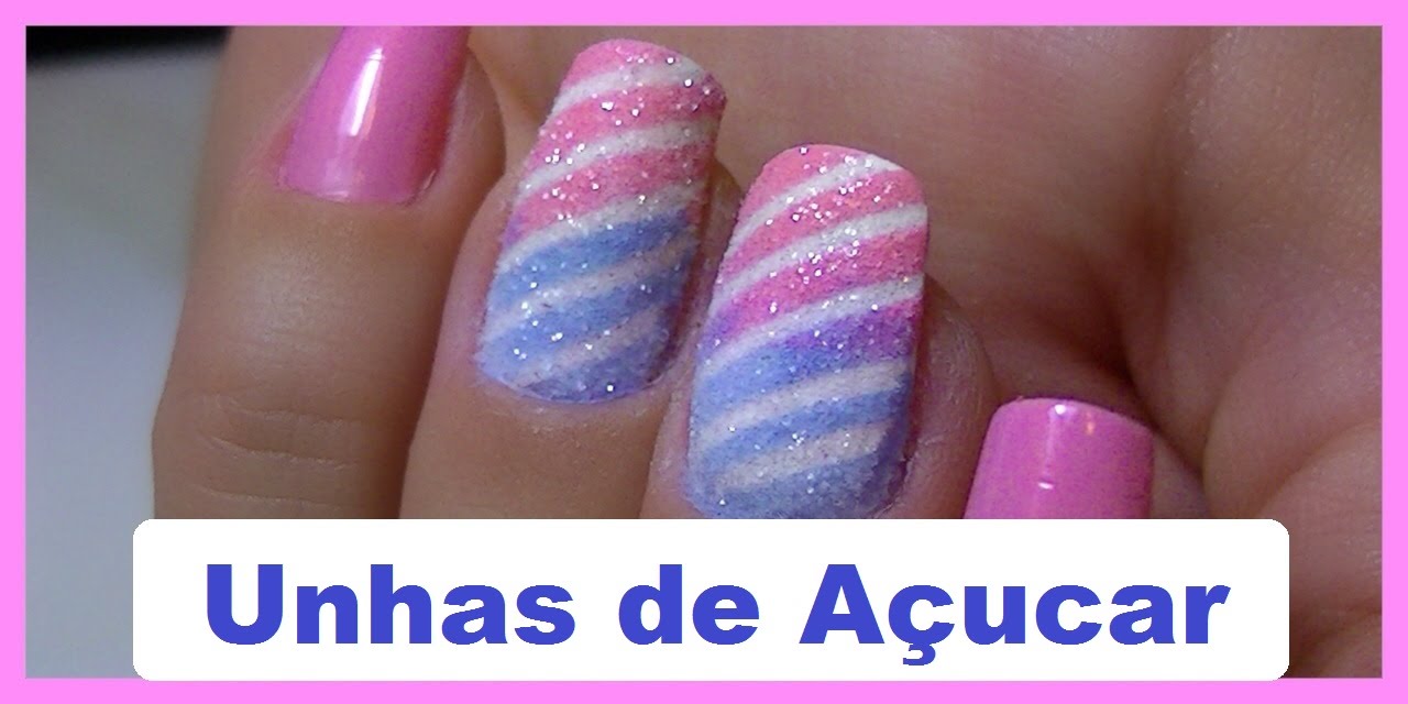 Unhas de Açucar Rosa e Azul! I Tutorial por Danielle Silva