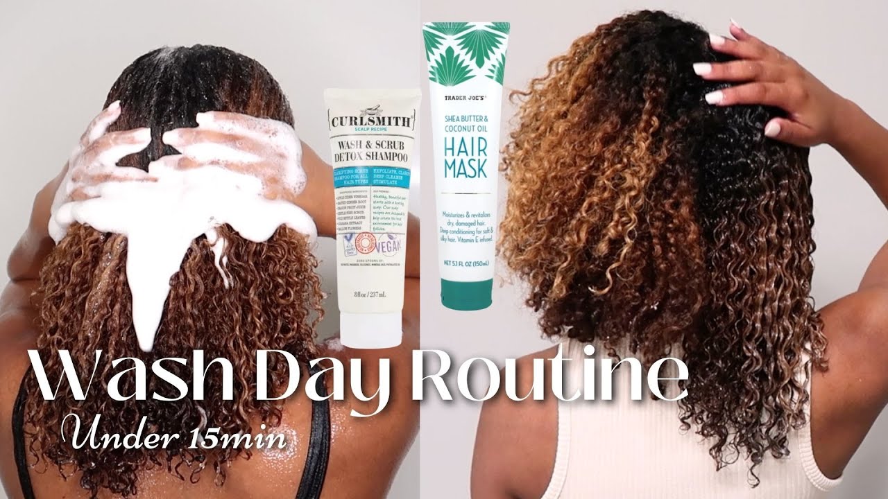 Wash Day Routine Under 15min For Natural Hair | Pre-poo, Detox & Clarifying Shampoo, & Hair Mask