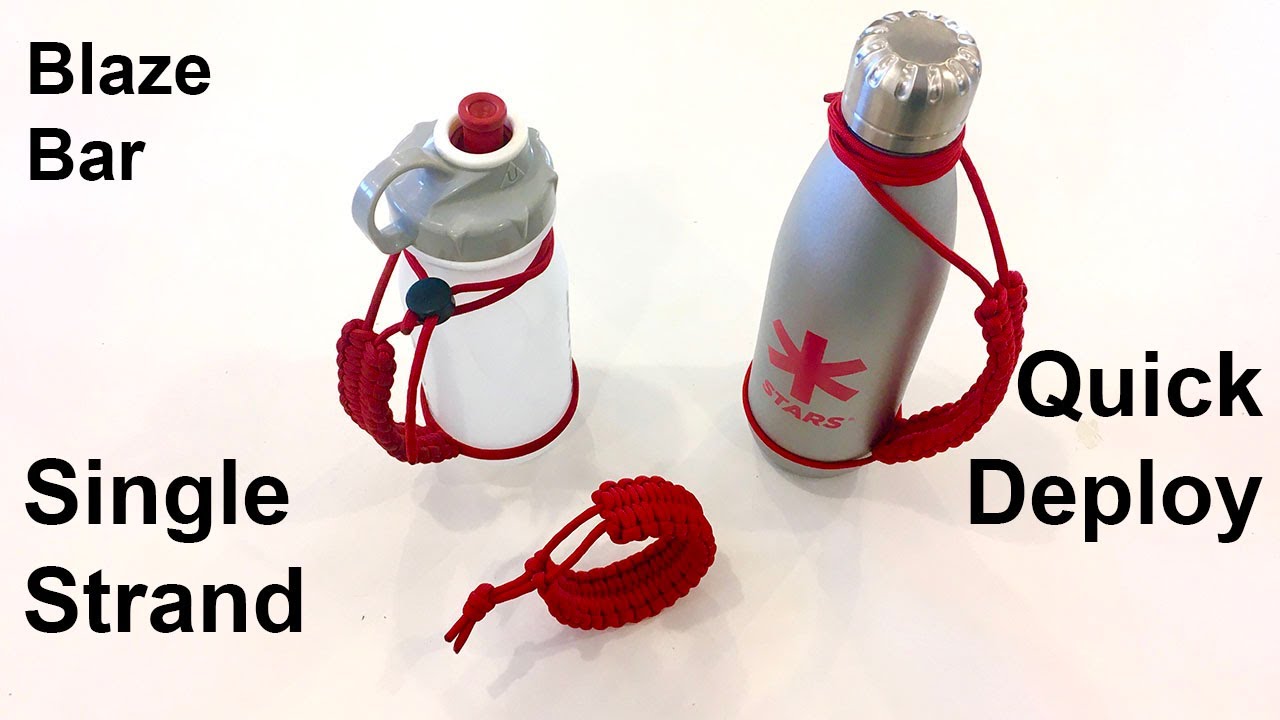 Quick Deploy, Single Strand, Paracord Bracelet / Water Bottle Handle (Blaze Bar)