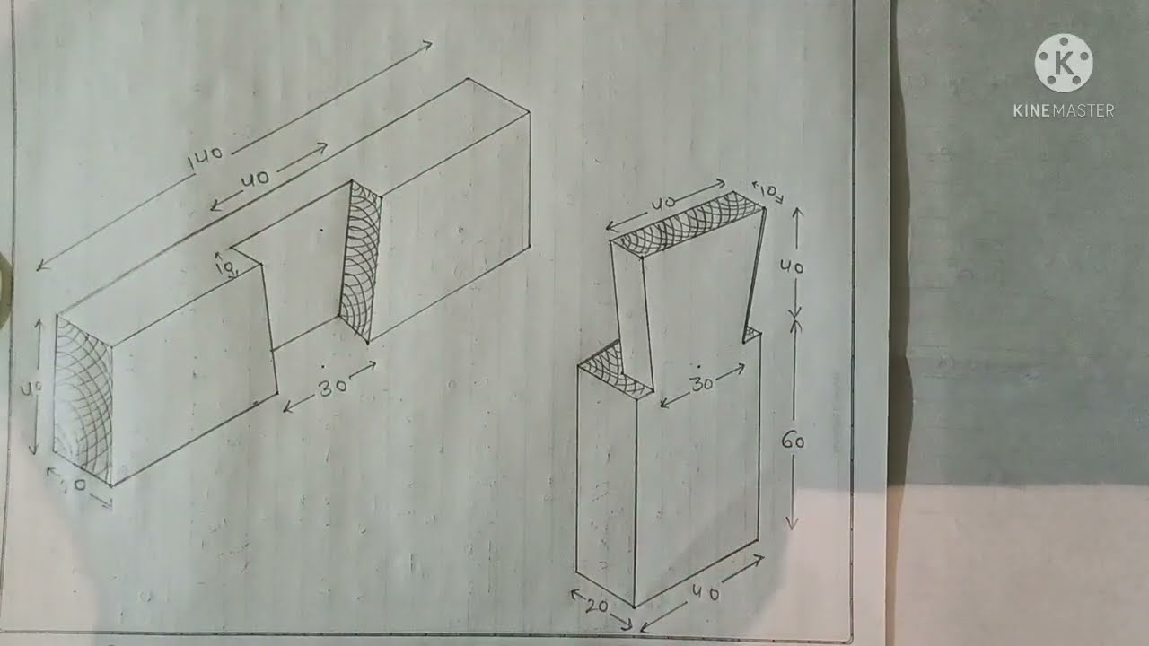 Dovetail halving joint || engineering drawing dovetail halving joint || engineering drawing 2nd