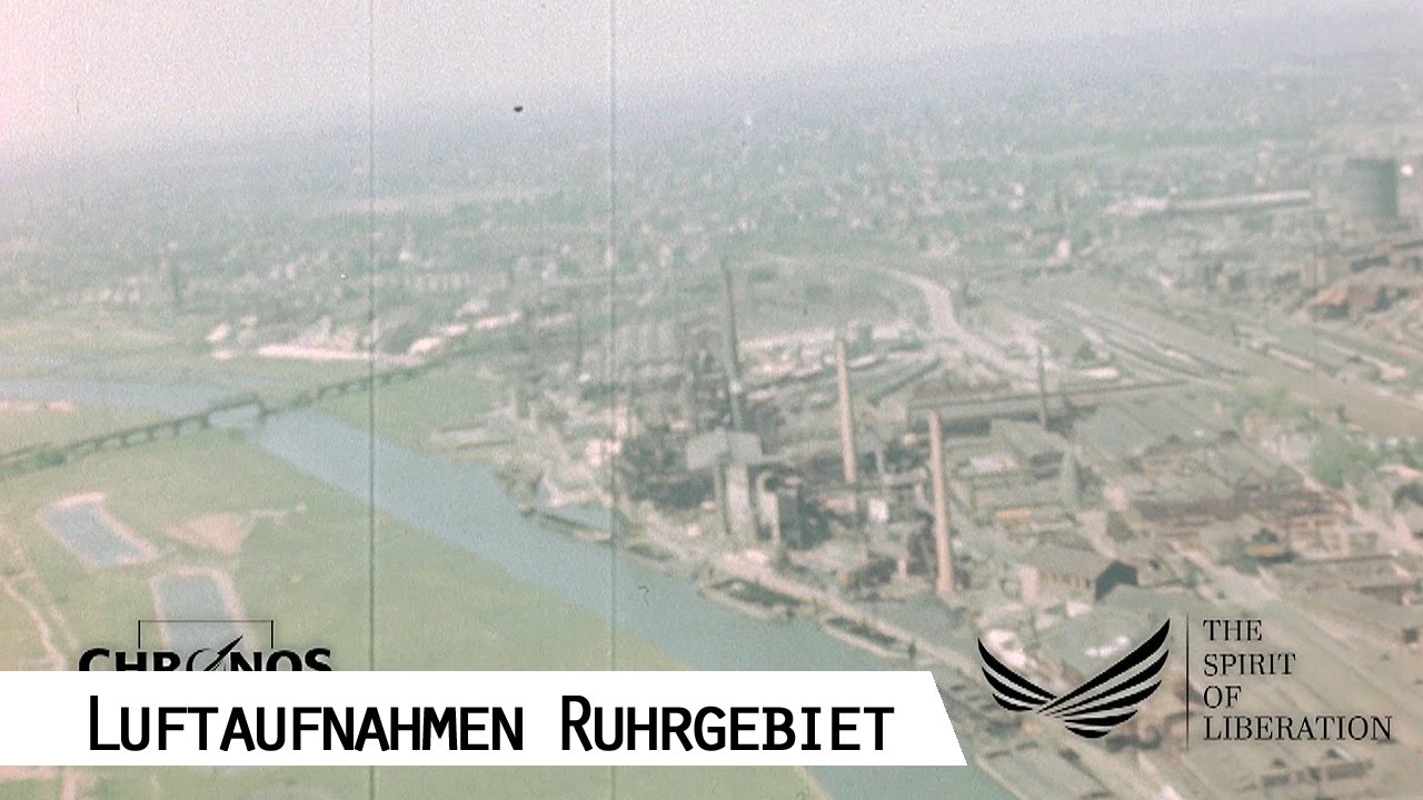 Flight over the Ruhr area from Herne to Duisburg 1945 - Aerial Footage (SFP 186)