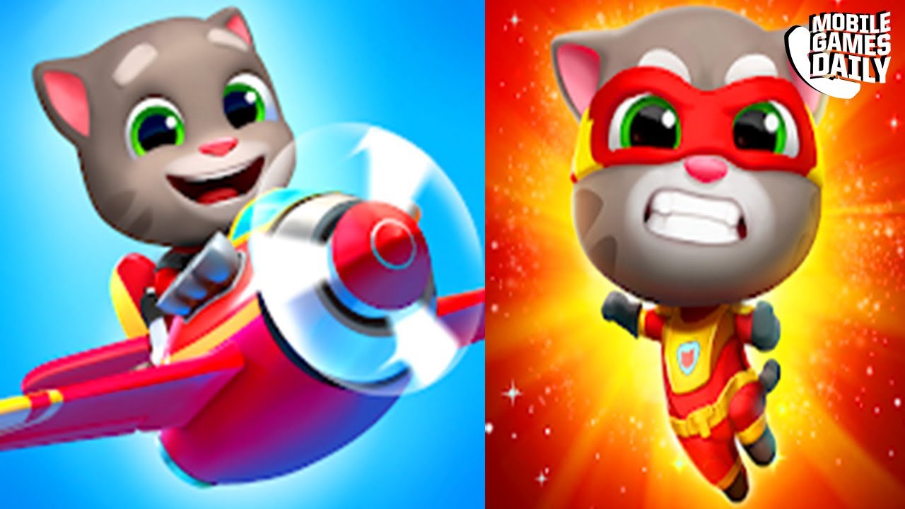 TALKING TOM HERO DASH VS TALKNG TOM SKY RUN Gameplay (iOS, Android)