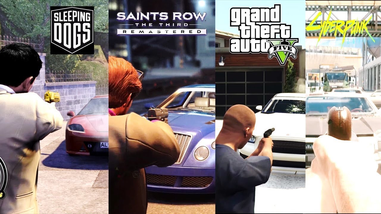 Attention of DETAIL in GTA 5 vs Cyberpunk 2077 vs Watch Dogs Legion vs Sleeping Dogs Saints Row 3