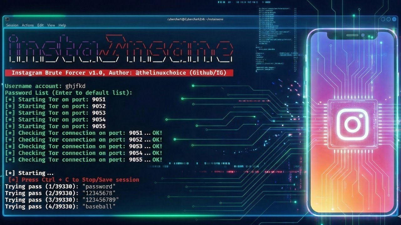 How Instagram Can Be Hacked with Brute-Force! 🕵️&zwj;♂️🔑Instansane ⚠️ Security Awareness Very Dangerous.
