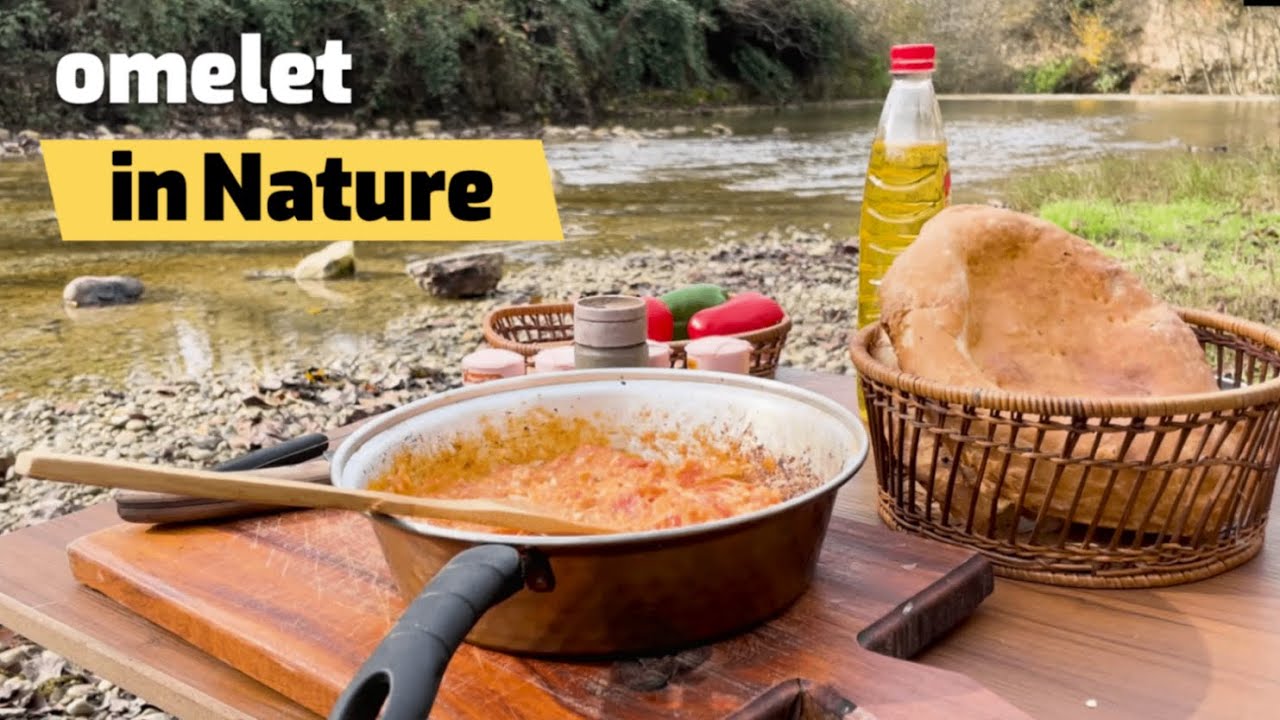 Outdoor Breakfast by the River - Fire Cooking | No Talking ASMR