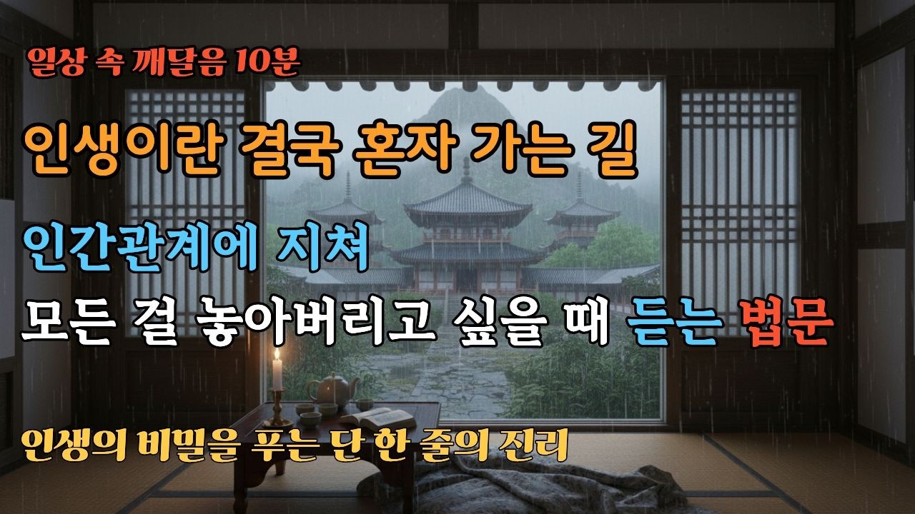 인생이란 결국 혼자 가는 길, 외로움이 아닌 '절대적 자유'를 만나는 법 | 인간관계에 지쳐 모든 걸 놓아버리고 싶을 때 듣는 법문 | 인생의 비밀을 푸는 단 한 줄의 진리