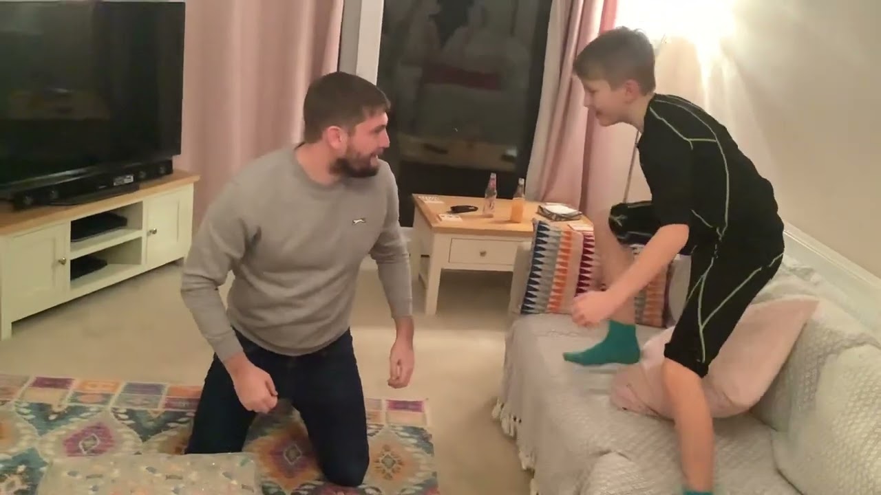Destroying my dad in a wrestling match