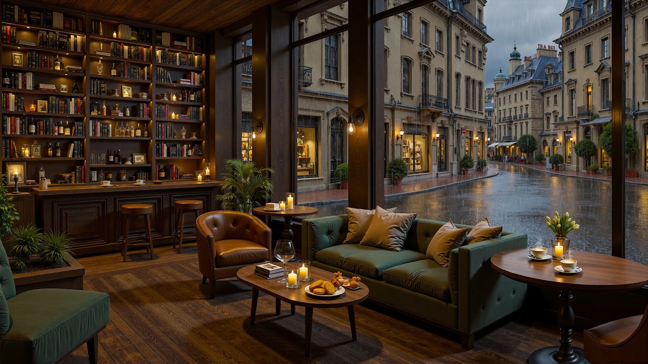 Rainy Evening at a Quiet European Café ☕ Smooth Jazz for Relaxing, Reading & Slow Nights