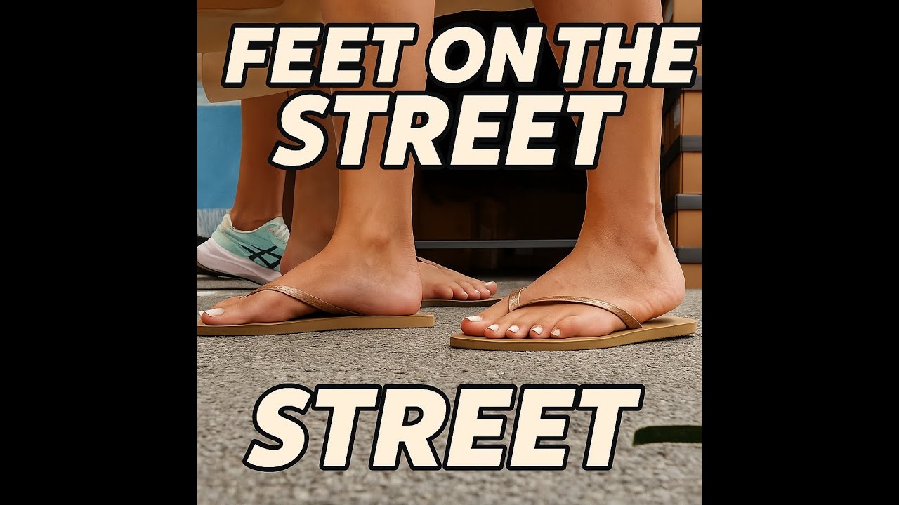 Flat Sandals & Bare Feet on the Street | Natural Footstep Video