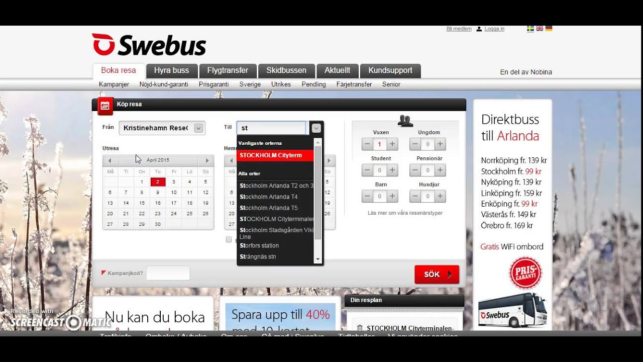 Tidtabeller, köpa bussbiljett (sfi)
